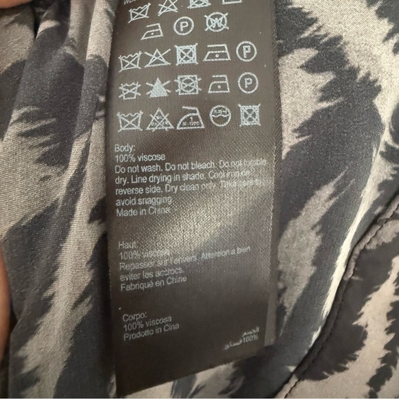 All Saints Fayre Remix Animal Printed Long Sleeve Black Handkerchief Midi Dress - Picture 14 of 14